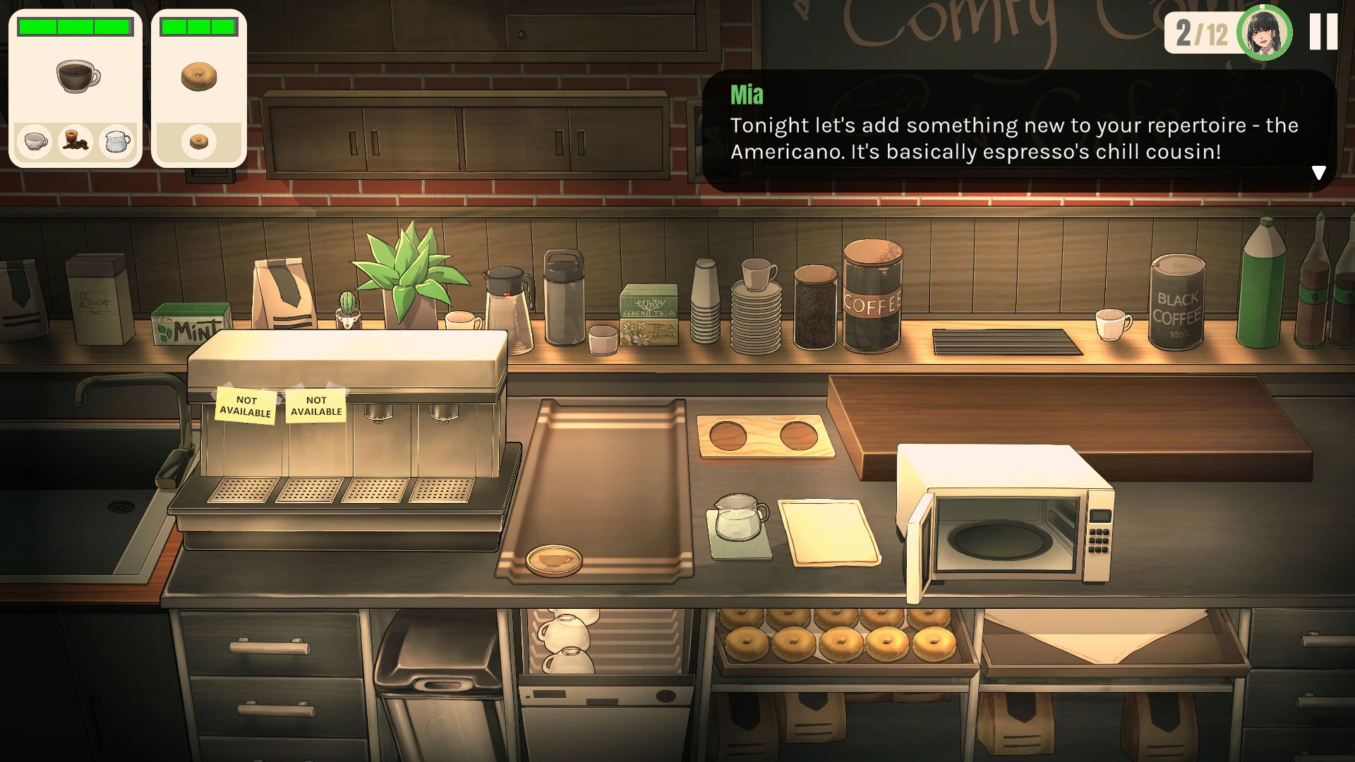 Preparing drinks in the café kitchen