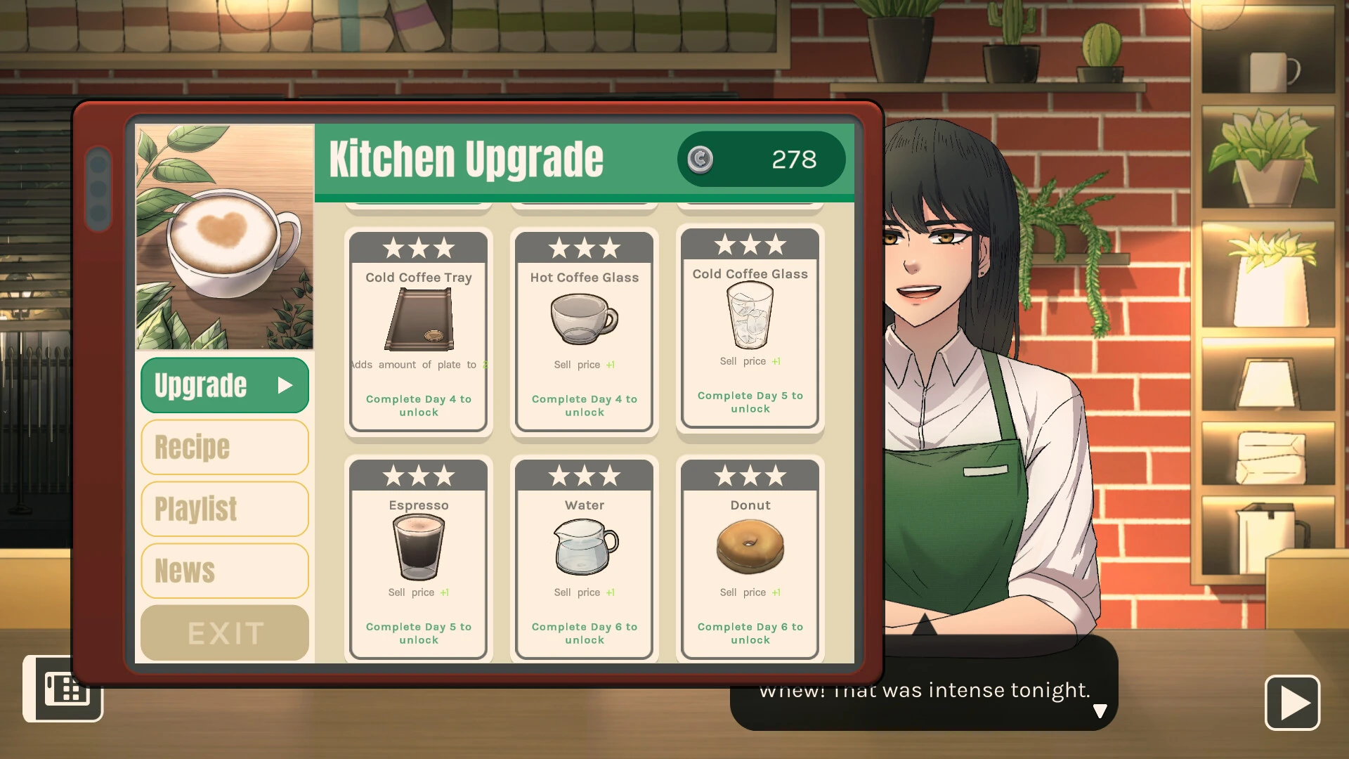 The café kitchen upgrade menu